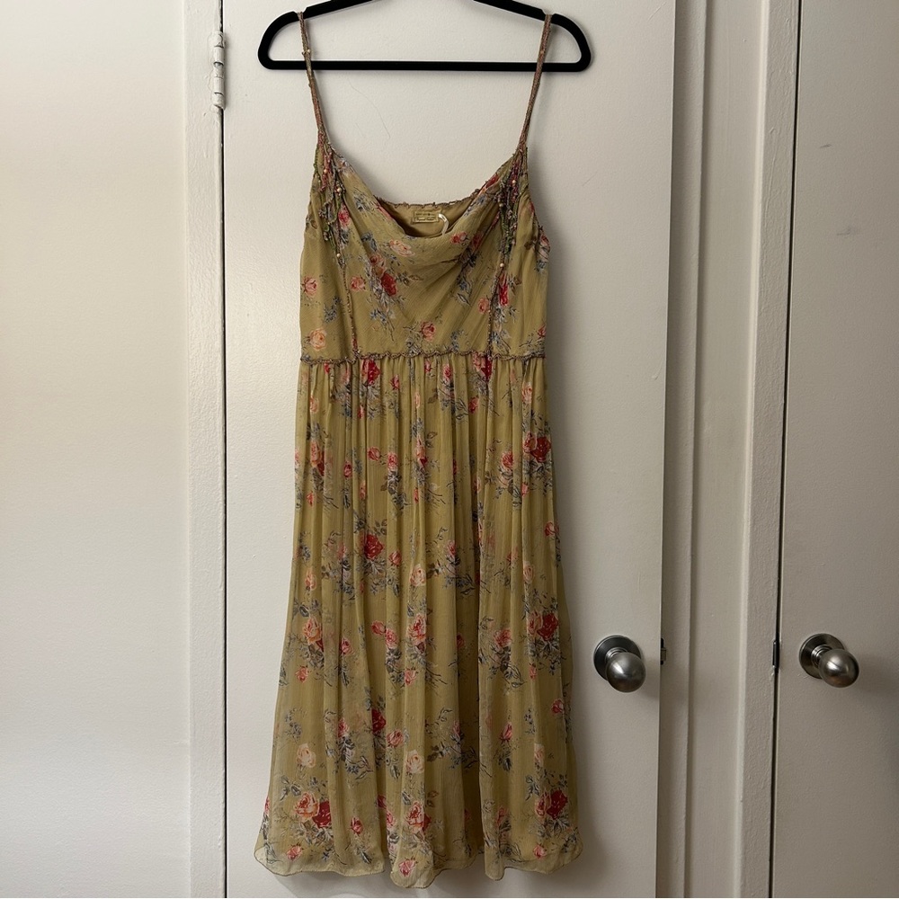 Max Studio Y2K Vintage 100% Silk Sleeveless Floral Boho Dress (Size Large)